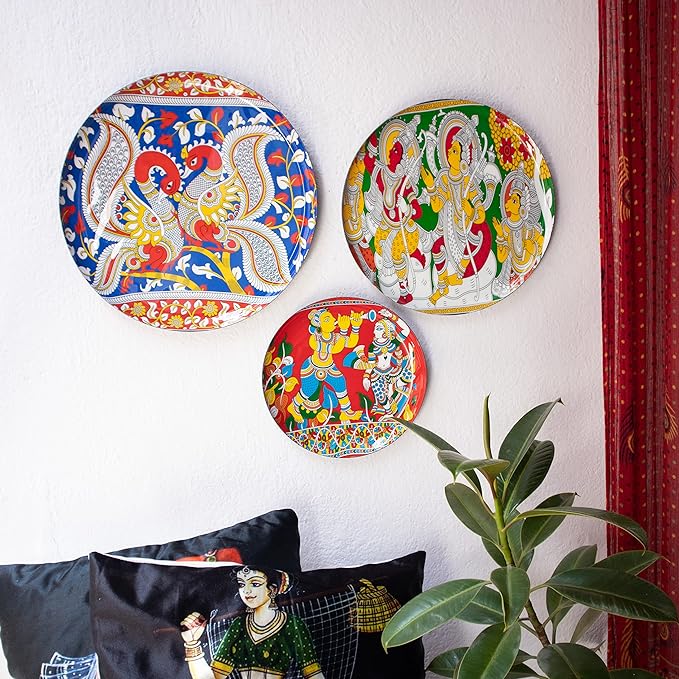 Kalamkari Wall Plates are inspired by the traditional art of Kalamkari, a form of Indian textile painting that dates back over 3,000 years.